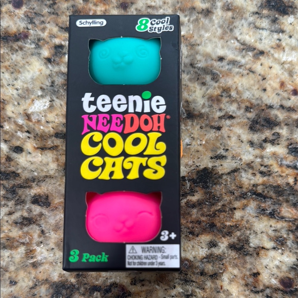 Schylling Teenie NeeDoh Cool Cats 3-Pack - Teal & Pink